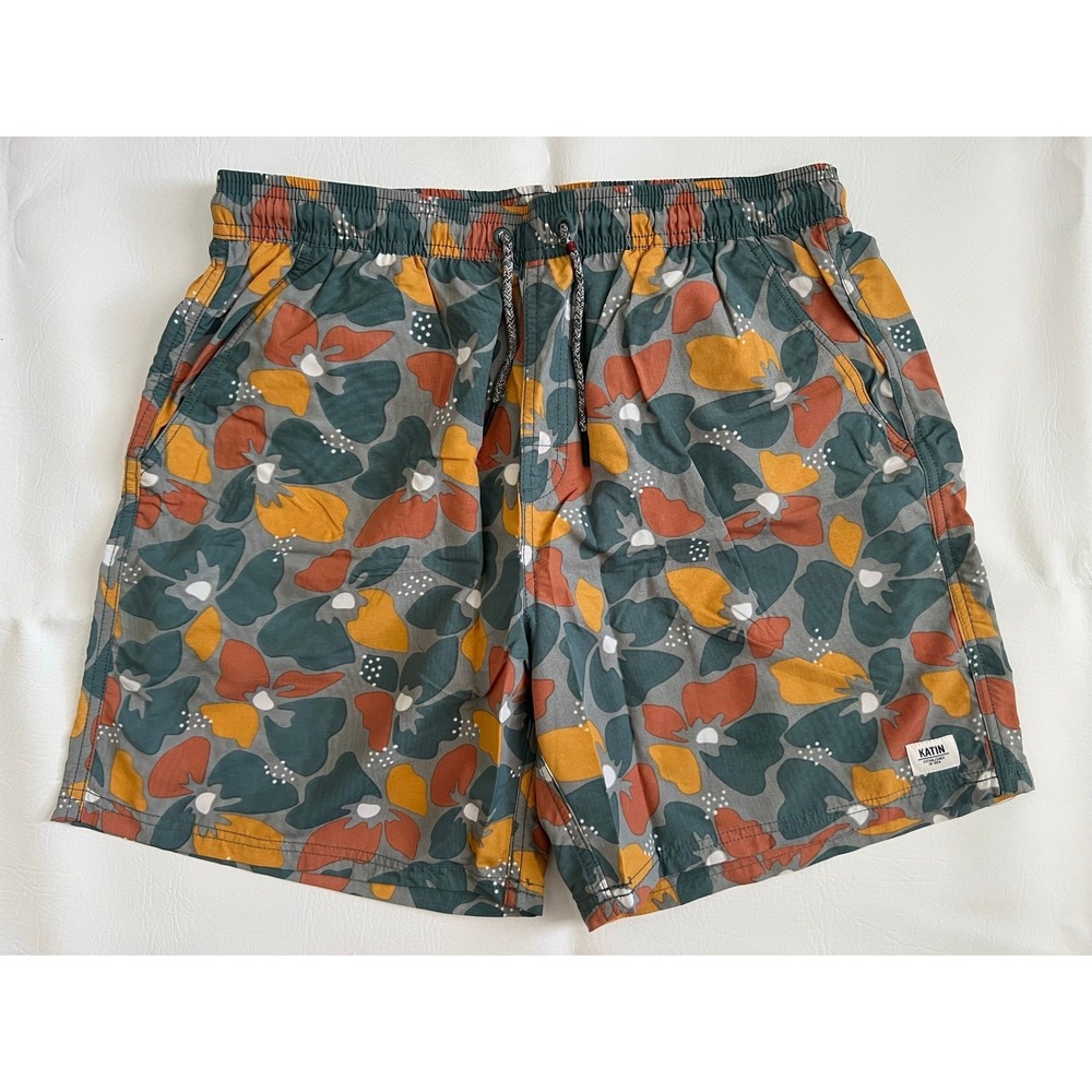 Katin Men's Xander Volley Elastic Swim Trunks Sz Large Beach Resortwear Vacation